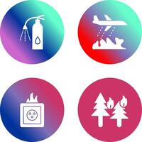 using extinguisher and firefighter plane Icon vector