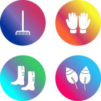 Fork picking Leaves and Gardening Gloves Icon vector