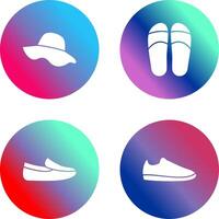 sombrero y zapatillas icono vector