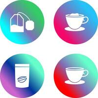 tea bag and creamy coffee Icon vector