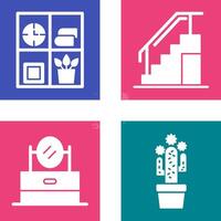 Bookshelf and Stairs Icon vector