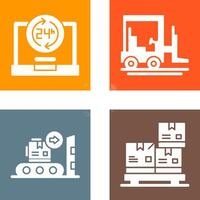 24 hours and forklift Icon vector