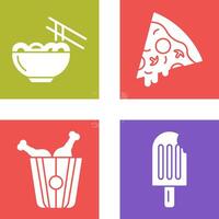 Chinese food and Pizza Icon vector