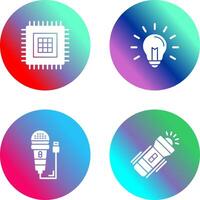 Processor and Light Bulb Icon vector