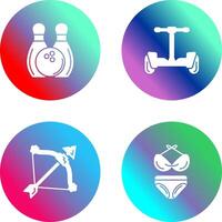 bolos y hoverboard icono vector