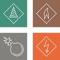 under construction and flammable material Icon vector