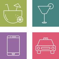 coconut drink and cocktail drink Icon vector