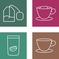 tea bag and creamy coffee Icon vector