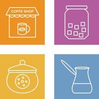 Coffee Shop And sugar Bottle Icon vector