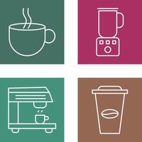 caliente café y café licuadora icono vector