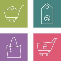 compras carro y descuento etiqueta icono vector