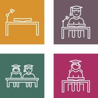 study desk and studying on desk Icon vector