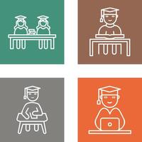 Combined Study and Studying on Desk Icon vector