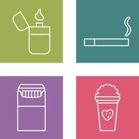 lighter and lit cigarette Icon vector