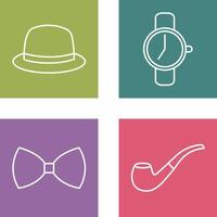 sombrero y reloj icono vector