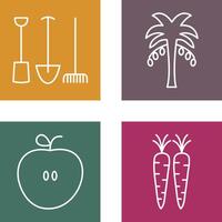 jardinería herramientas y palma árbol icono vector