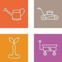 Watering tool and Lawn Mower Icon vector