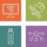 Disconnected Network and Satellite Icon vector