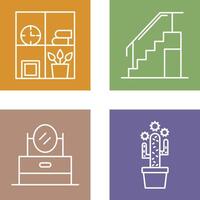 Bookshelf and Stairs Icon vector