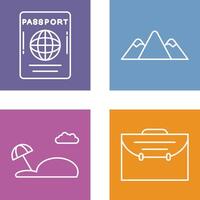 pasaporte y montaña icono vector