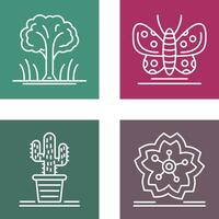 Tree and Butterfly Icon vector