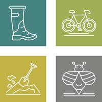 lluvia botas y ciclismo icono vector