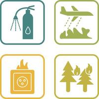 using extinguisher and firefighter plane Icon vector