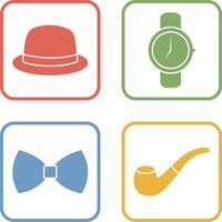 sombrero y reloj icono vector