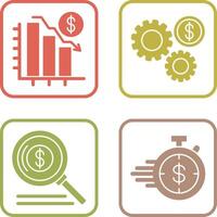 Chart Down and Settings Icon vector