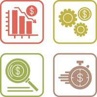 Chart Down and Settings Icon vector