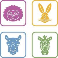 Sloth and Rabbit Icon vector