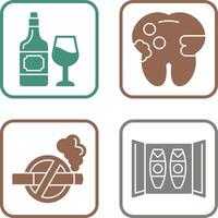 vino y caries icono vector