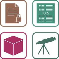 unlock document and piece of code Icon vector