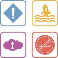 caution sign and dangerous shark Icon vector