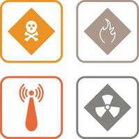 poisonous gas and Danger of flame Icon vector