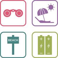 prismáticos y playa icono vector