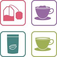 tea bag and creamy coffee Icon vector