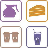 cake slice and coffee pot Icon vector