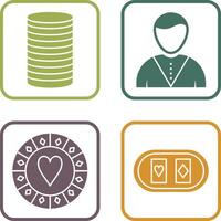 casino dealer and stack of coins Icon vector