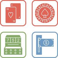 playing cards and spade chips Icon vector