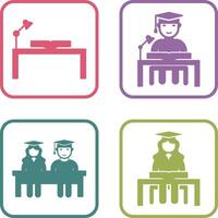 study desk and studying on desk Icon vector