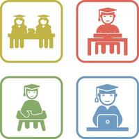 Combined Study and Studying on Desk Icon vector