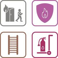 running from fire and fire shield Icon vector