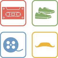 casette y zapatillas icono vector