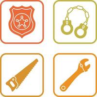 Police shield and Handcuff Icon vector