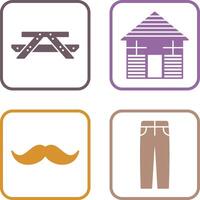 Picnic of Table and Wood Cabin Icon vector