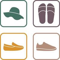 sombrero y zapatillas icono vector