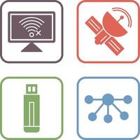 Disconnected Network and Satellite Icon vector