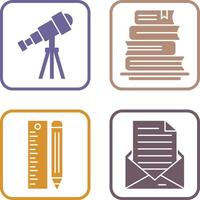 Telescope and BooksSnack and Money Icon vector