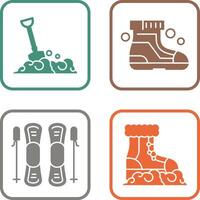 Shovel and Ski Boots Icon vector